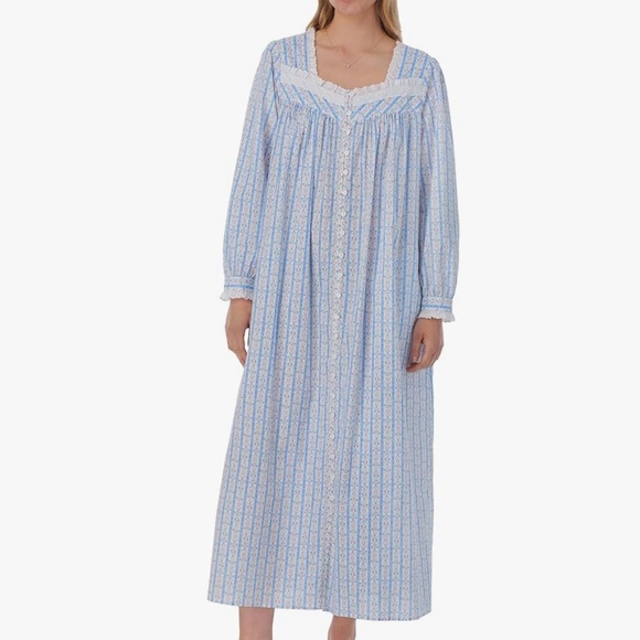 Lanz of Salzburg Tyrolean Heart Cotton Long Robe Gown Medium New With Tags - Picture 1 of 6